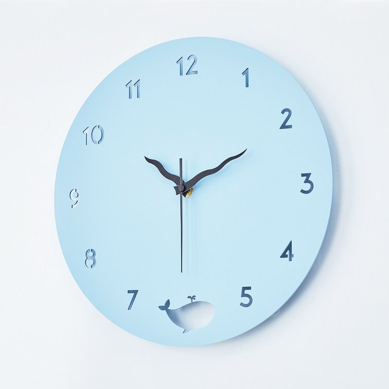 【OPUS东齐金工】欧式铁艺时钟-蓝鲸圆舞曲(天蓝)静音壁挂钟/儿童 - 时钟/闹钟 - 其他金属 蓝色