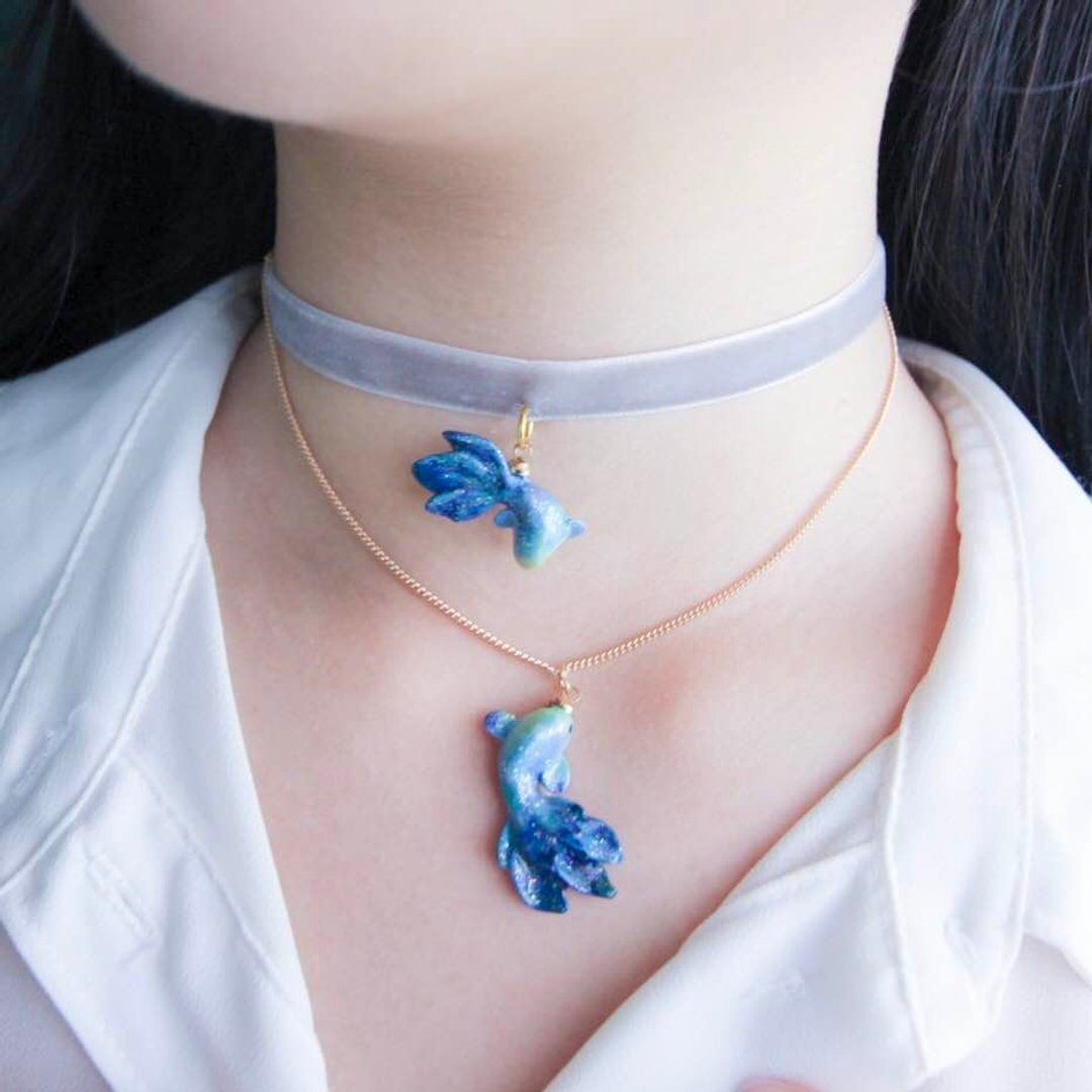 双鱼座颈链/星座项链 Choker - 颈链 - 粘土 蓝色