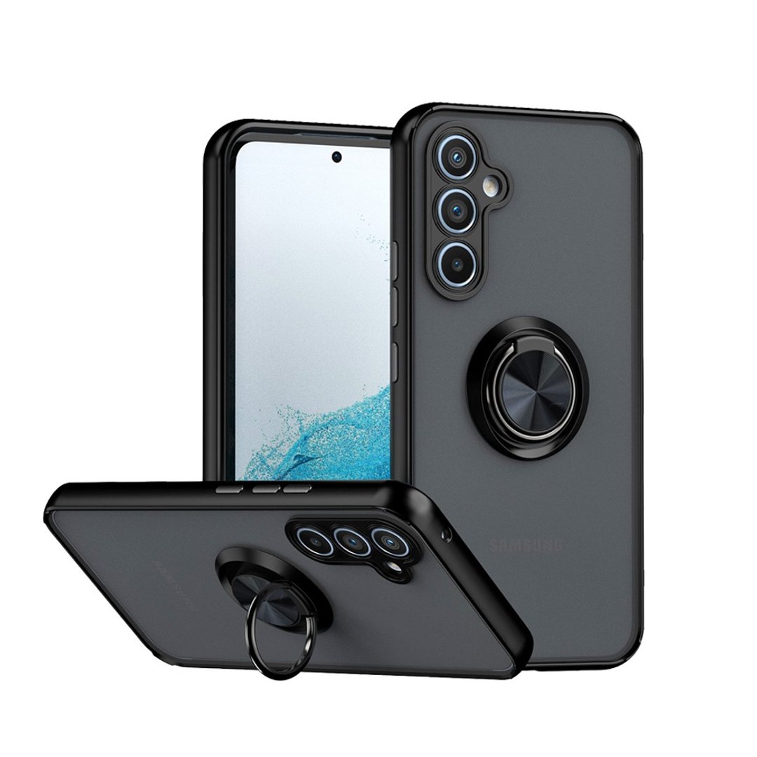 CASE SHOP Samsung A54 5G 指环支架站立保护壳-黑 - 手机壳/手机套 - 人造皮革 黑色