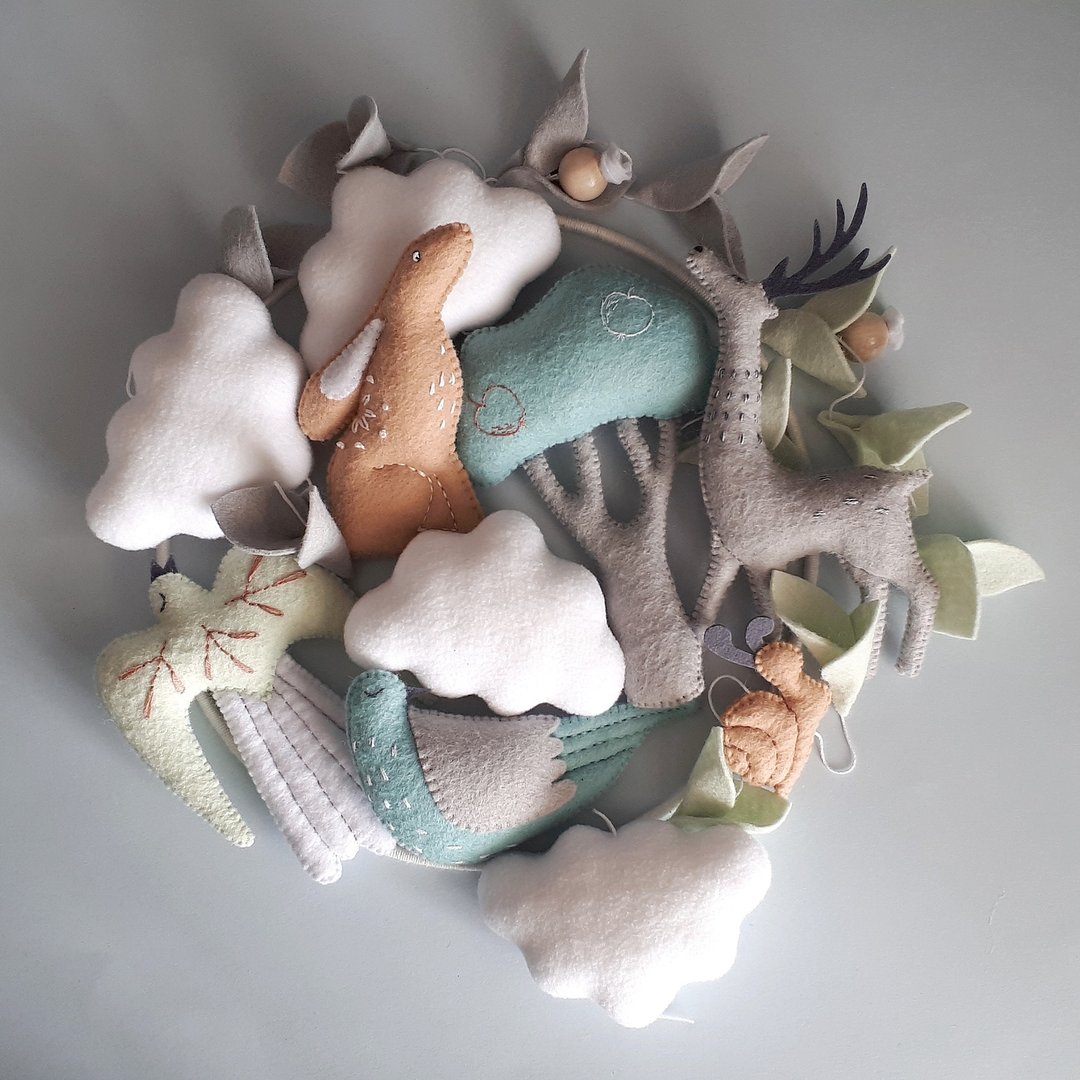 Forest crib mobile with deer, Birds mobile, Baby mobile for nursery - 玩具/玩偶 - 其他材质 多色