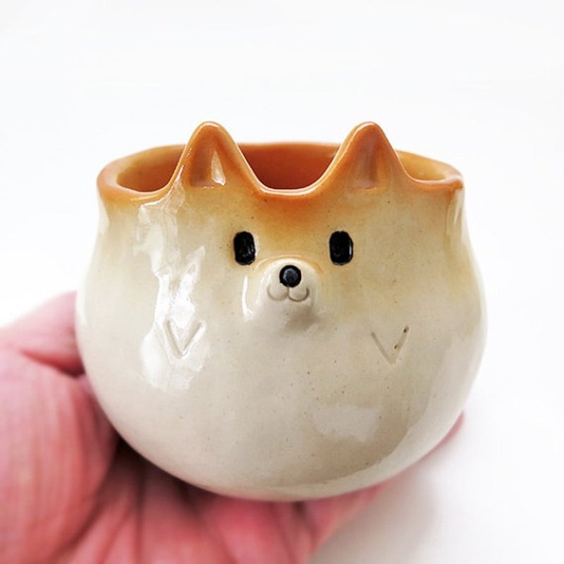 Ceramics tableware "Cup of Shiba Inu shape" Studio Shiba Shiba Inu - 咖啡杯/马克杯 - 陶 橘色