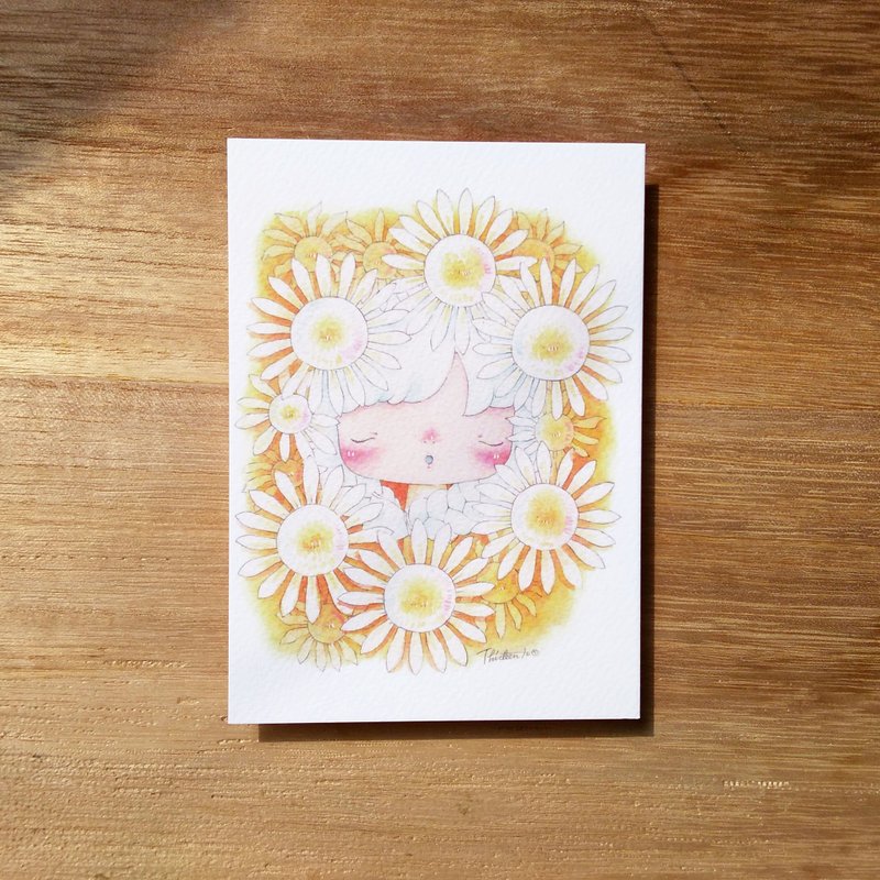 烦恼的重量  花朵 水彩插画明信片 - 卡片/明信片 - 纸 黄色