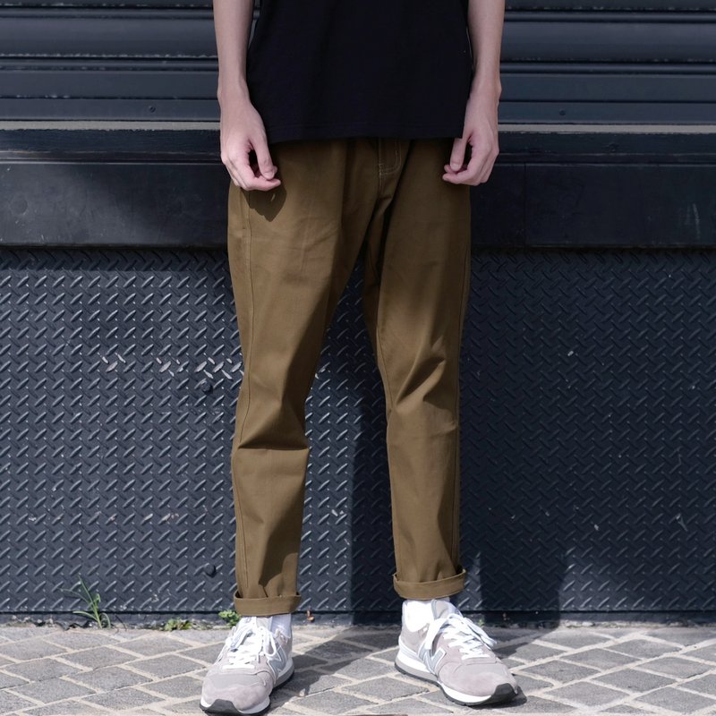 轻薄修身长裤 Slim Chino Pants/简约/素色/情侣服/长裤/九分裤 - 男士长裤 - 棉．麻 绿色