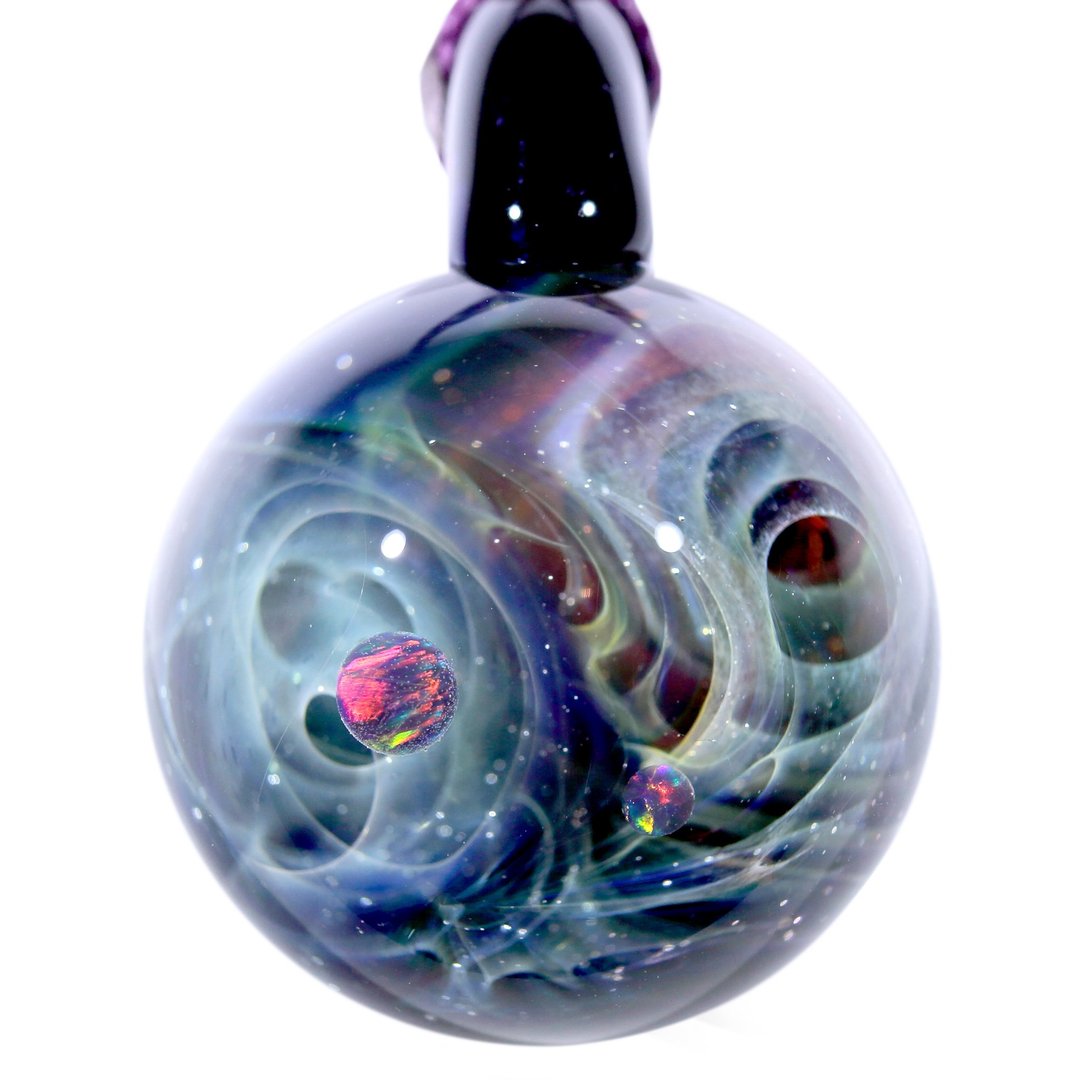 宇宙玻璃颈链吊坠29mm no.148 - 颈链 - 玻璃 黑色