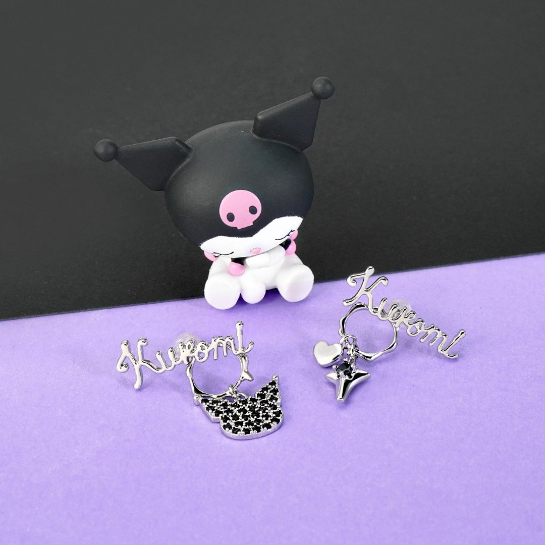 Kuromi World 系列 - 酷洛米造型耳环 - 耳环/耳夹 - 铜/黄铜 黑色