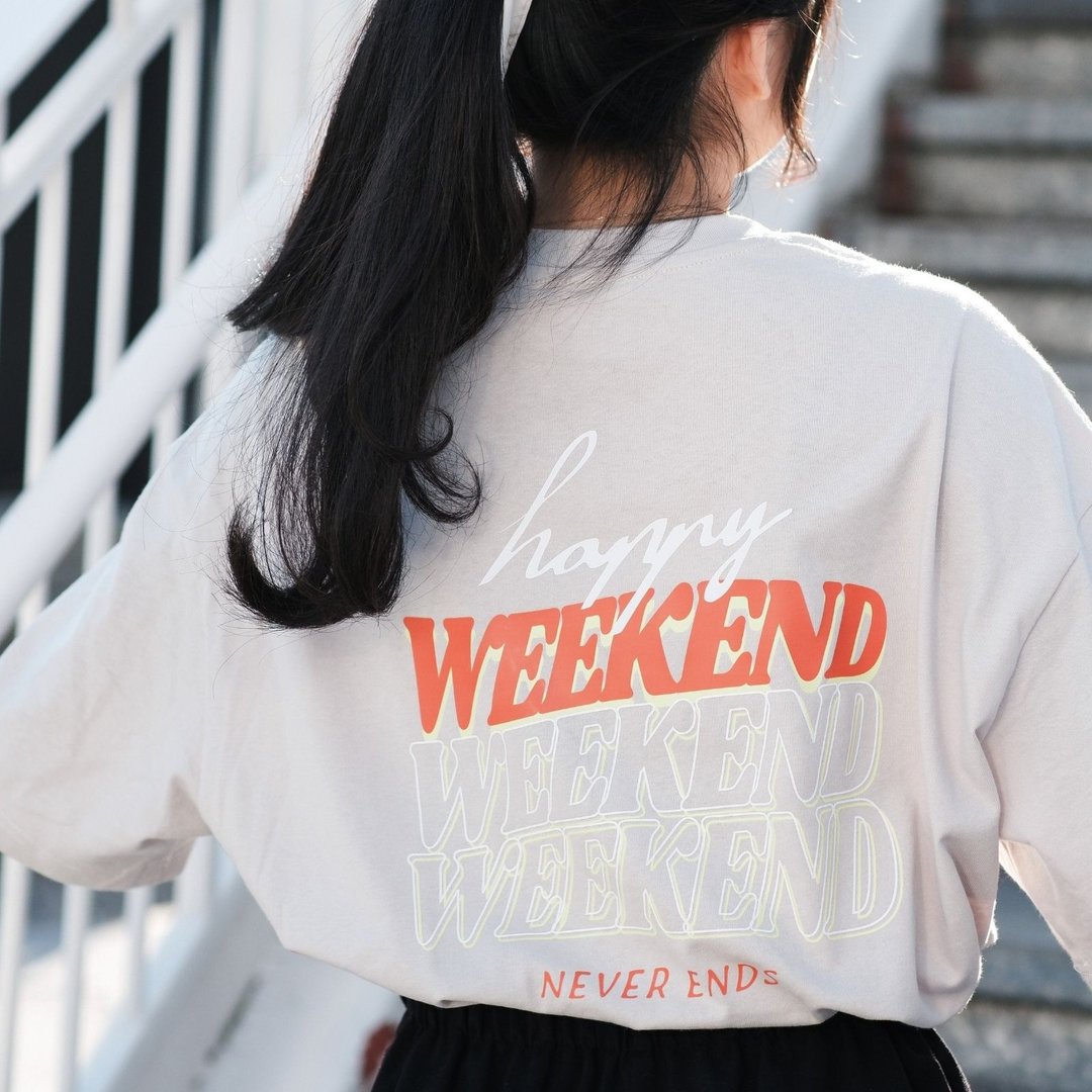 【CREEPS】Happy Weekend 宽松重磅印花T恤 210g - 男装上衣/T 恤 - 棉 多色