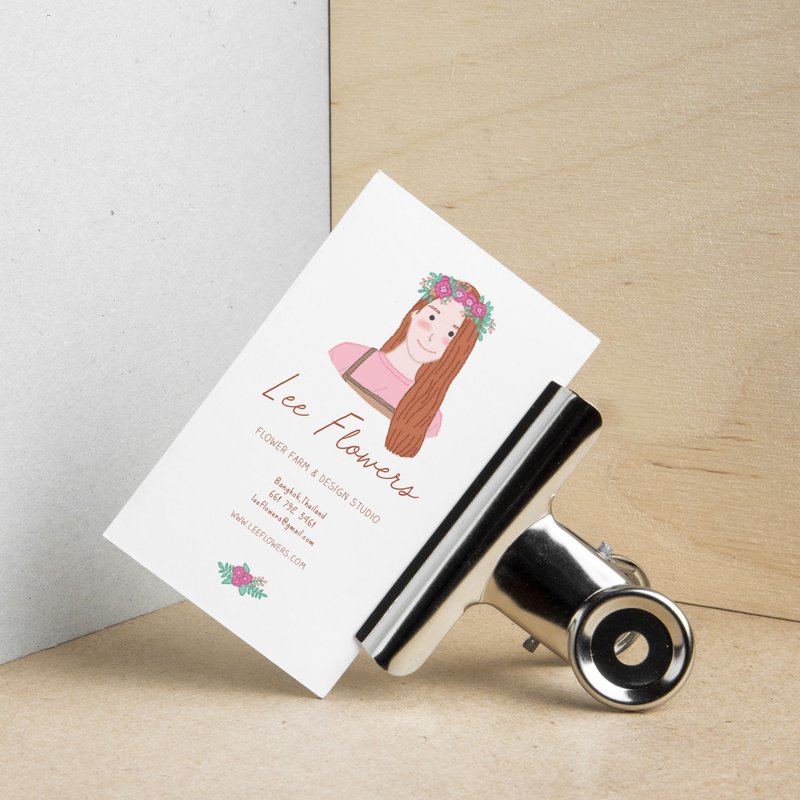 Custom Illustrated Personalized Business Cards + Print Set - 卡片/明信片 - 纸 粉红色