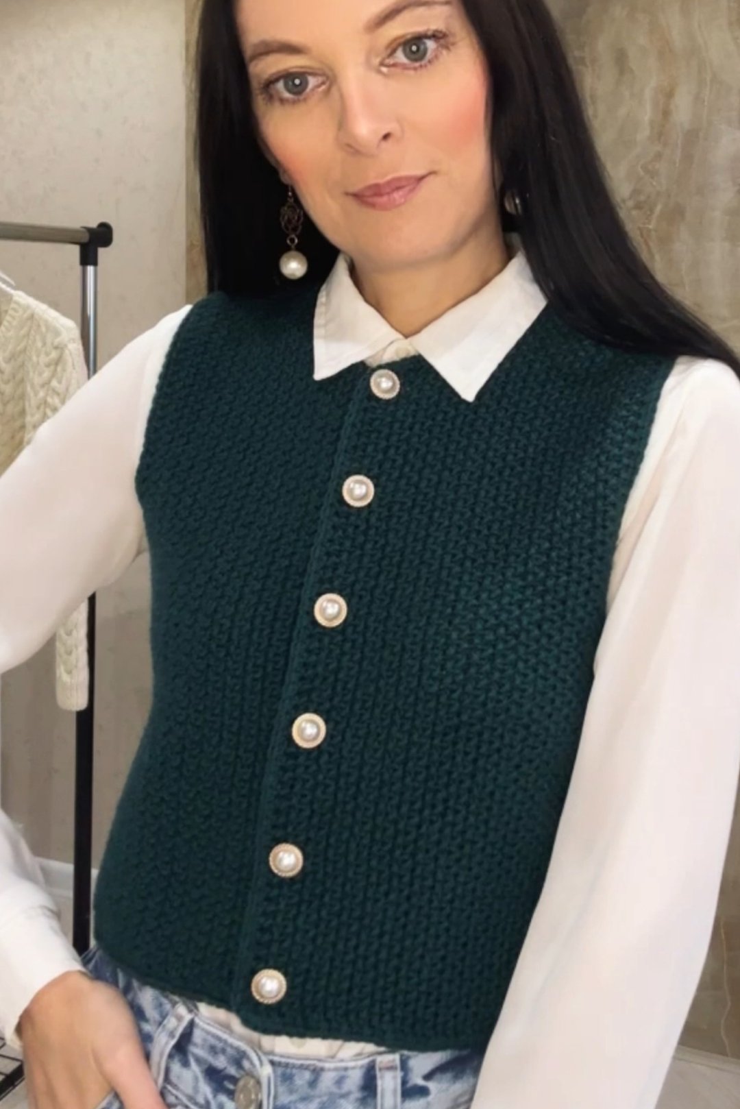 Sleeveless sweater vest Cropped sweater Knit vest - 女装背心 - 羊毛 