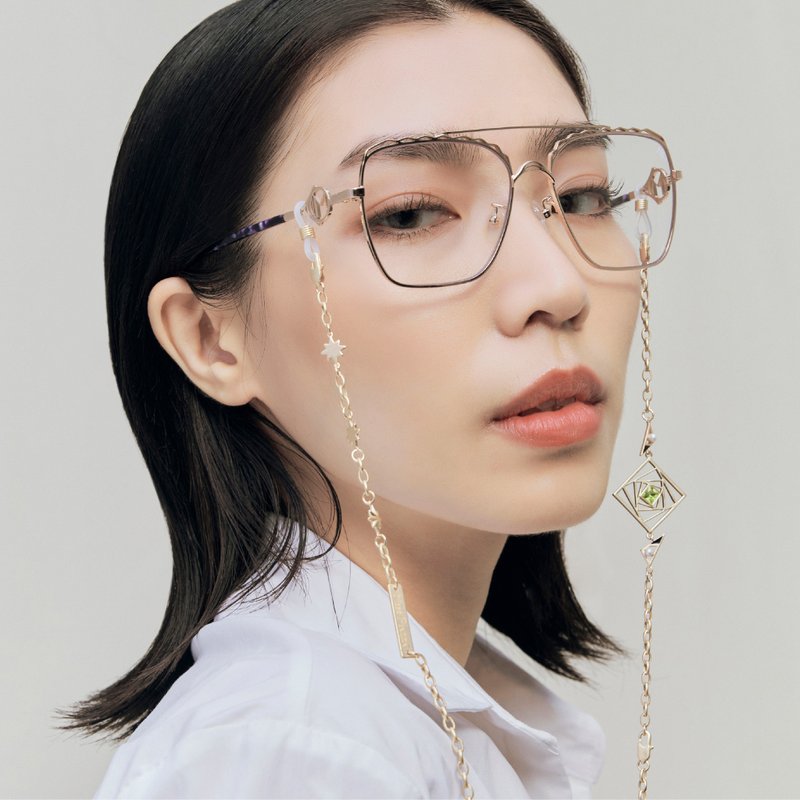 【快速出货】眼镜吊链 | CRYSTAL | 原创手工点漆与淡水珍珠 - 项链 - 铜/黄铜 金色