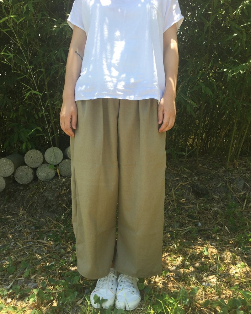 手工中磅棉麻 立体剪裁低档宽版老爷裤 - 女装长裤 - 棉．麻 黑色