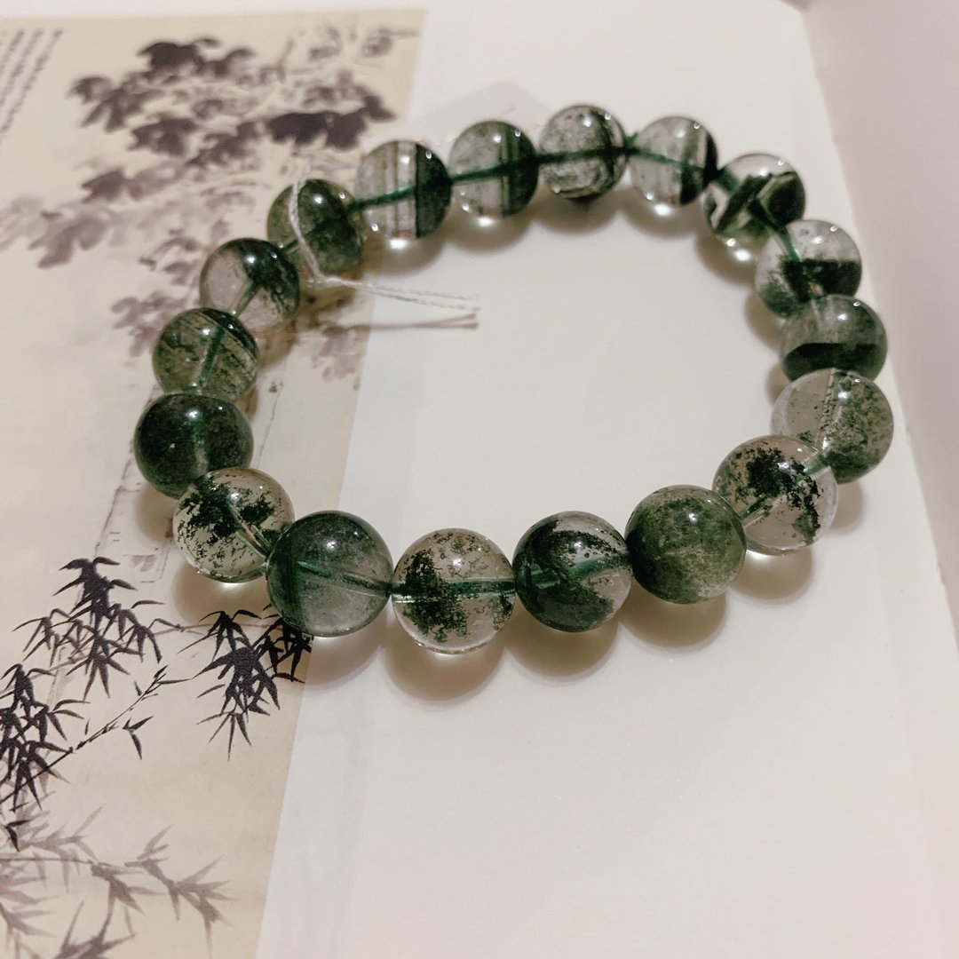 售完供欣赏 满眼皆绿。巴西绿幽灵聚宝盆手链10mm天然水晶祈福 - 手链/手环 - 水晶 绿色