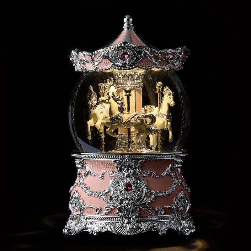 银粉伞盖游乐马 水晶球音乐铃 生日礼物 情人节礼物 天空之城 - 摆饰 - 玻璃 