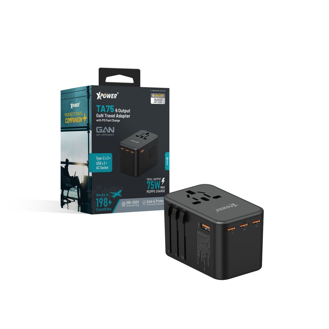 XPower TA75 75W 6输出 GaN PD旅行转插 - 其他 - 其他金属 黑色