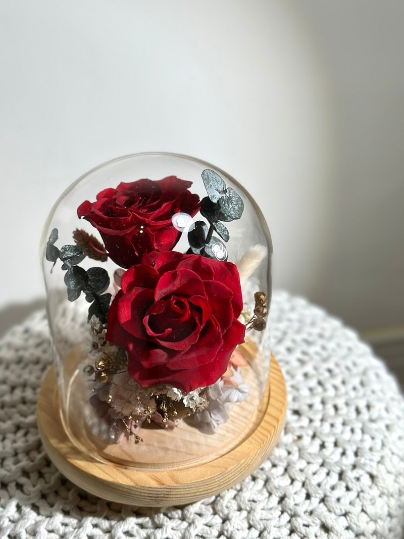 经典红永生花玻璃罩 七夕花礼 情人节礼物 - 干燥花/捧花 - 植物．花 