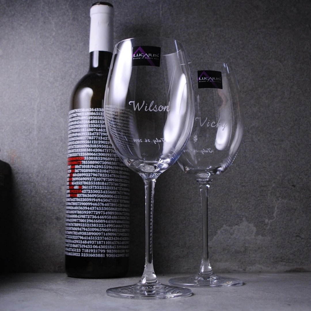 (一对价)355cc 曼谷【Lucaris水晶名字对杯】结婚送礼 结婚礼物 - 酒杯/酒器 - 玻璃 灰色