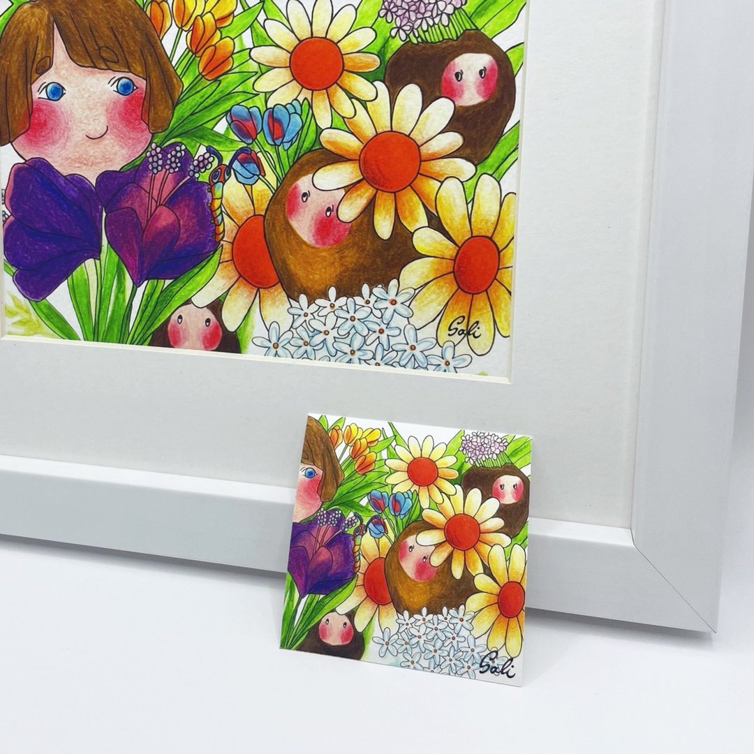 沙粒默-春日Spring-(极小幅)艺术微喷复制画/6x6cm/收藏送礼作品 - 卡片/明信片 - 纸 多色