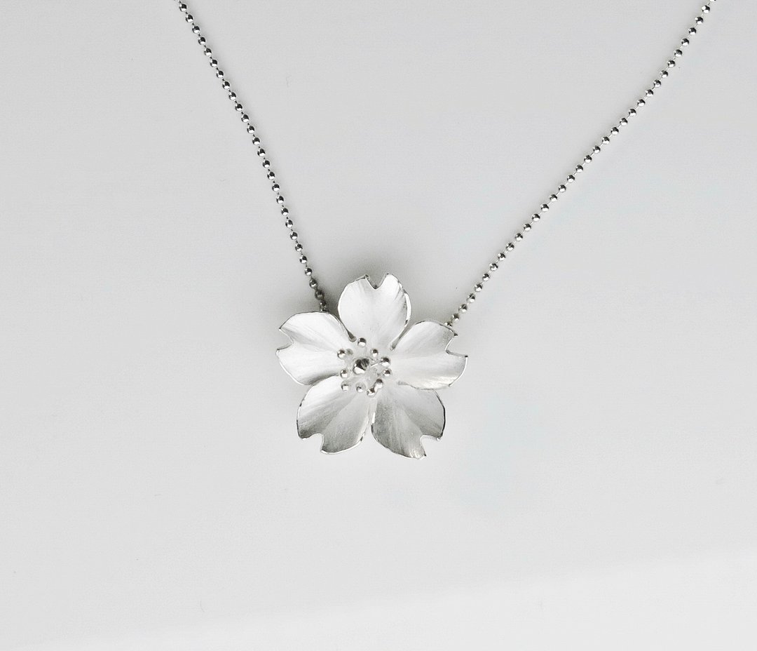 樱花系列│樱花纯银项链(锁骨链)| SAKURA | Silver.Handmade - 锁骨链 - 纯银 银色