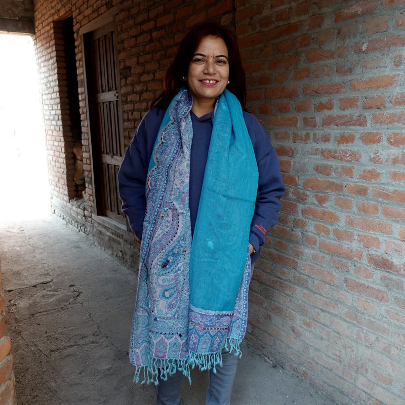 手工刺绣・水煮羊毛披肩围巾・居家挂毯 - 围巾/披肩 - 羊毛 蓝色