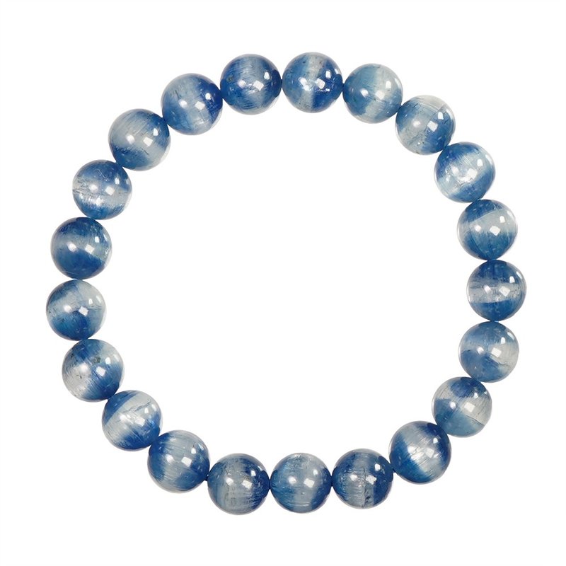 【正佳珠宝】蓝晶石 顶级猫眼双聚宝盆蓝晶 8.8-9.3mm 蓝晶石手珠 - 手链/手环 - 半宝石 多色