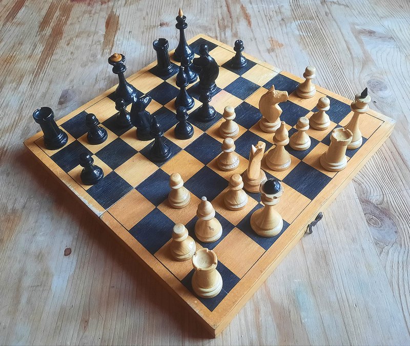 Halturin 1962 苏联木制西洋棋套装 – 老俄罗斯小西洋棋套装复古 - 桌游/玩具 - 木头 