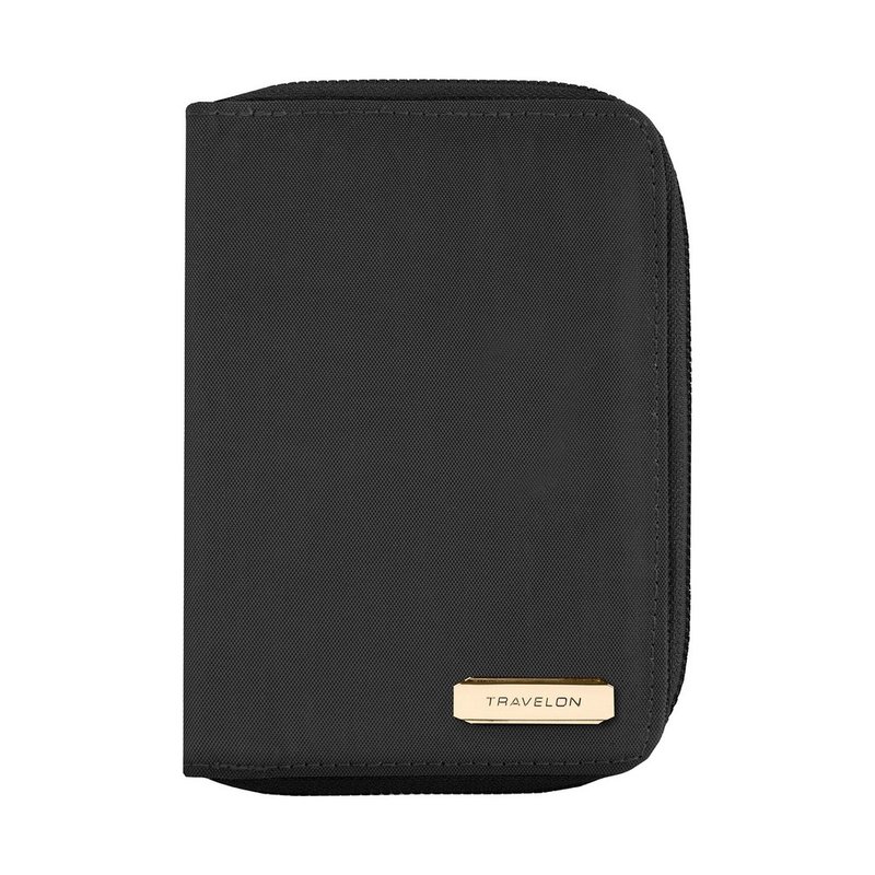 【TRAVELON】对开拉链护照包(墨黑) | RFID 防盗 保护套 - 护照夹/护照套 - 尼龙 黑色