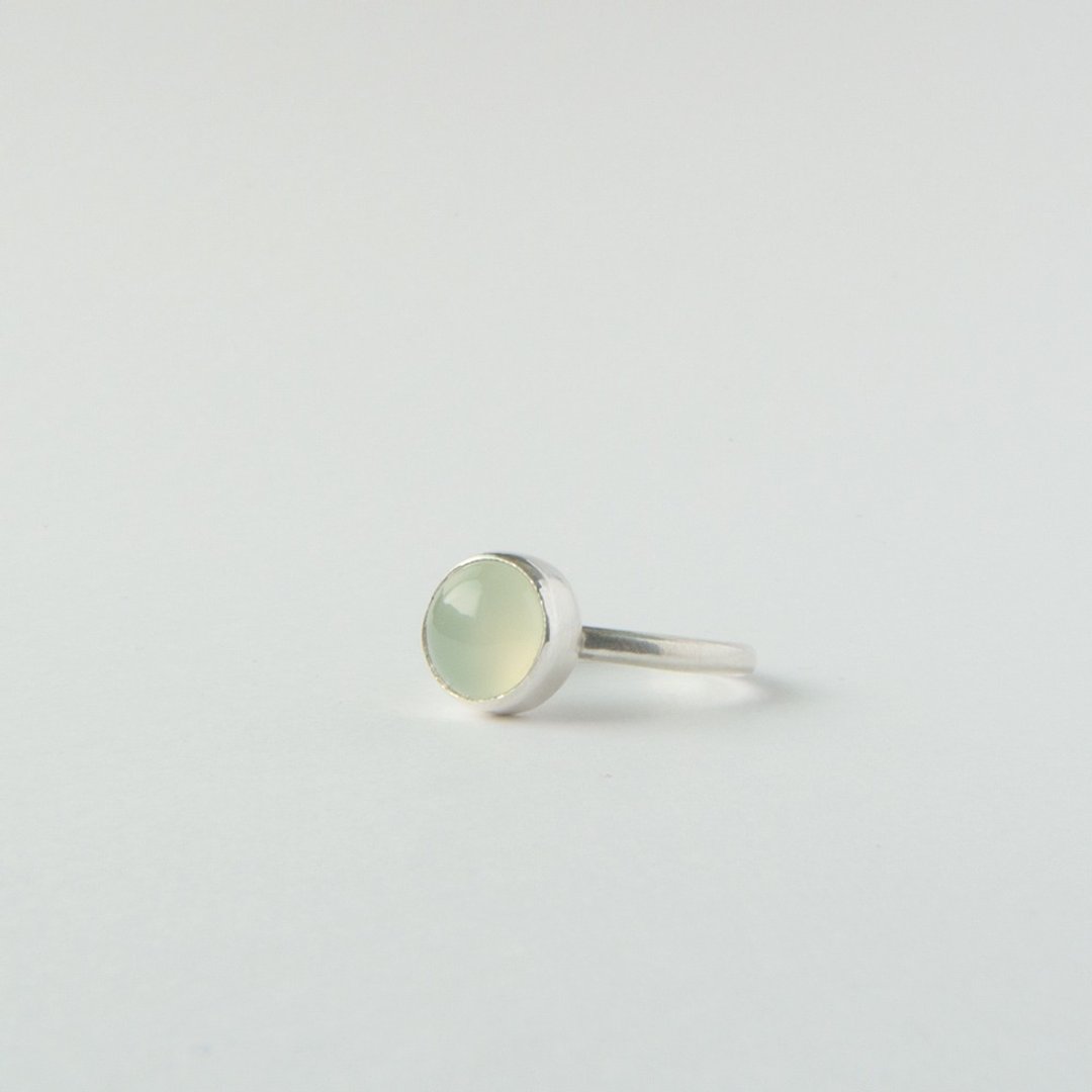 浅绿玉髓纯银戒指 Aqua chalcedony - 戒指 - 宝石 绿色