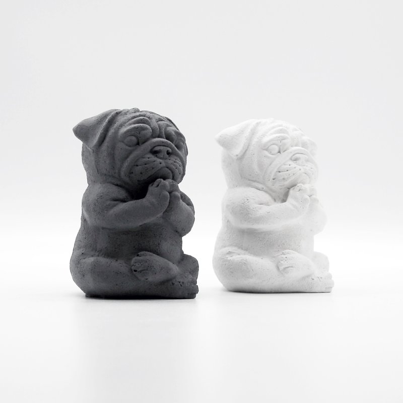 YOGA PUG Aroma Stone I 巴哥犬扩香石 I 手作香氛 I 附精油－ - 香薰/精油/线香 - 水泥 灰色