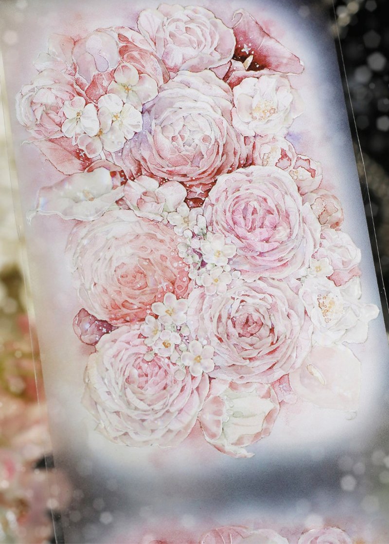 柔绪 静かに息づく 花の夢 PET 和紙膠帶 貝殼光 10米卷 - 纸胶带 - 其他材质 粉红色