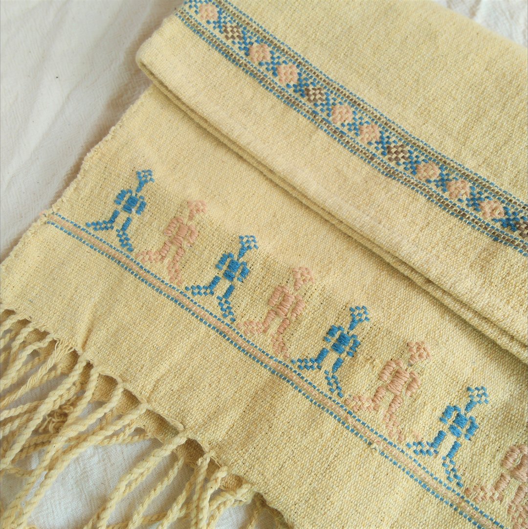 Plant dyeing &amp; hand-woven blanket / Yellow / From baby to adult / For baby gifts - 被子/毛毯 - 棉．麻 黄色
