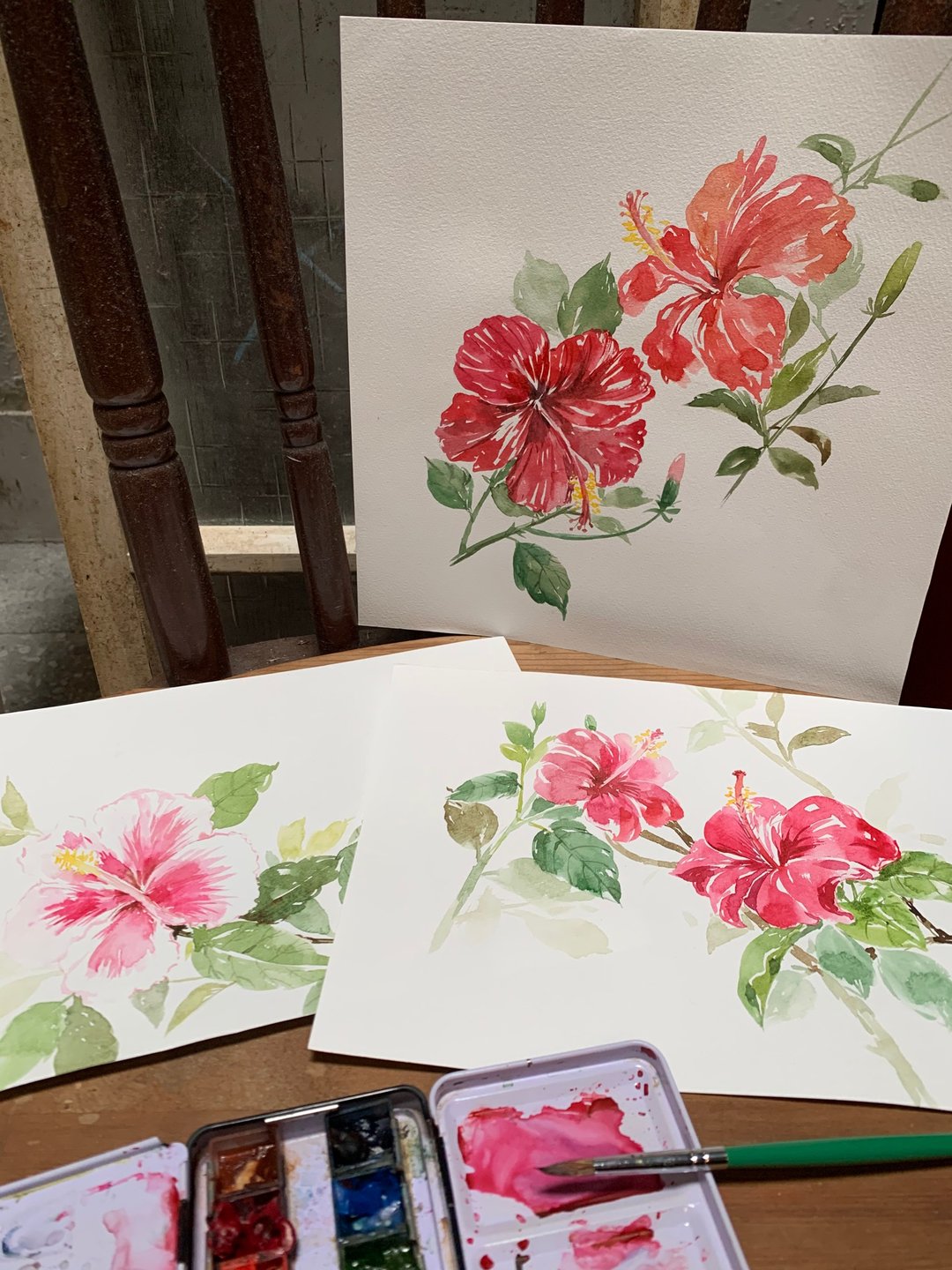 可许愿时段。水彩体验课 夏日的扶桑花 Hazel老师 - 插画/绘画/写字 - 纸 