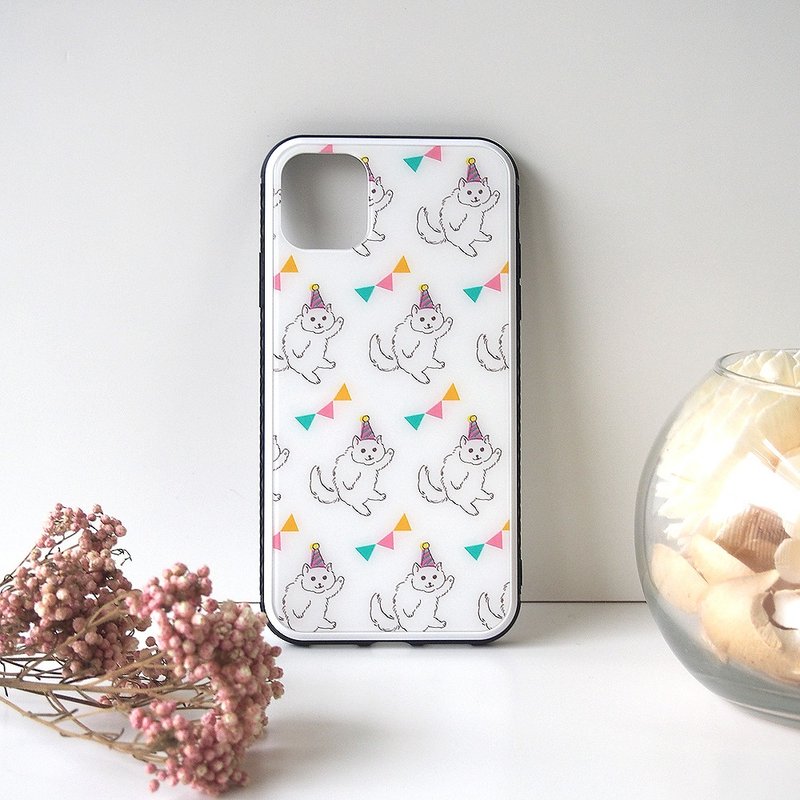 【强化玻璃 iPhone 手机壳】派对猫 - 手机壳/手机套 - 塑料 白色