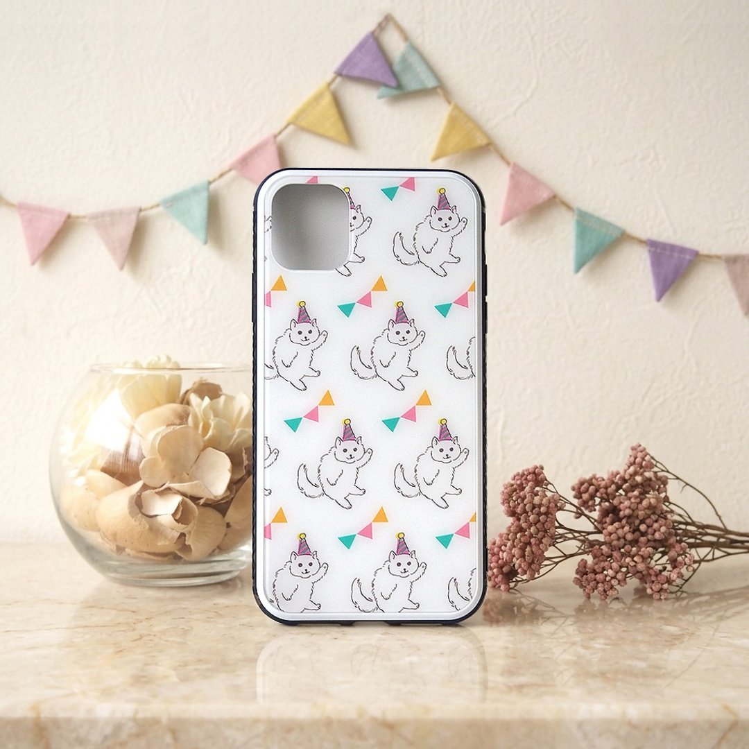 【强化玻璃 iPhone 手机壳】派对猫 - 手机壳/手机套 - 塑料 白色