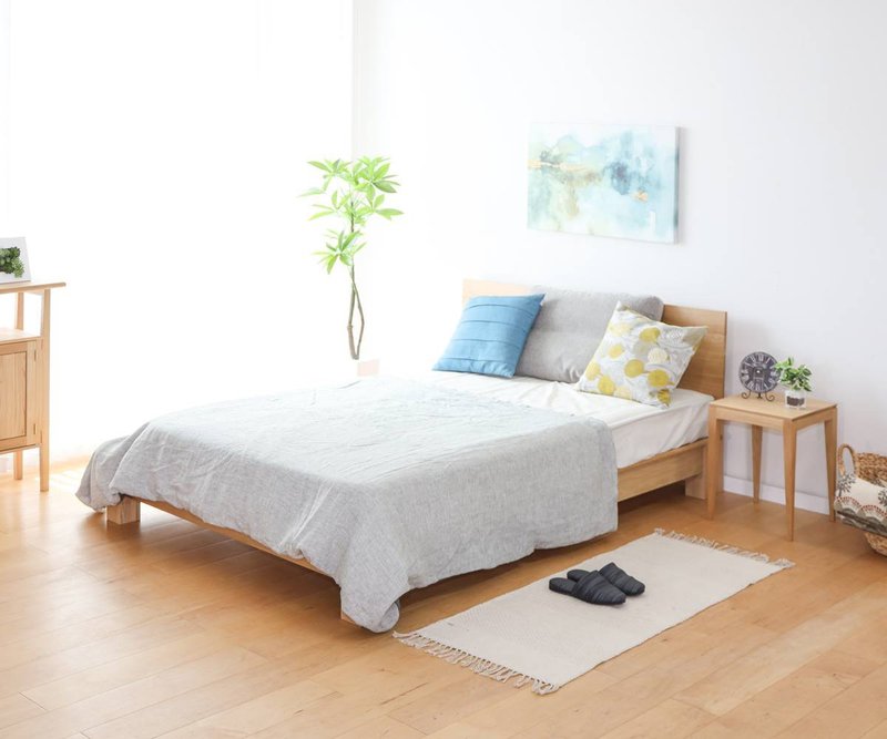 旭川家具 山室家具制作所 LINEA No.108 双人床架 现货 含运费 - 寝具 - 木头 咖啡色