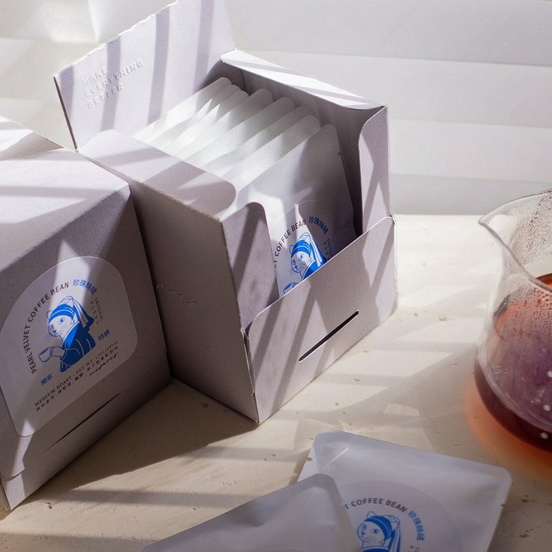 画布外的偷闲时光系列【珍珠丝绒】Pearl Velvet 滤挂咖啡 10 入盒装 - 咖啡 - 新鲜食材 灰色