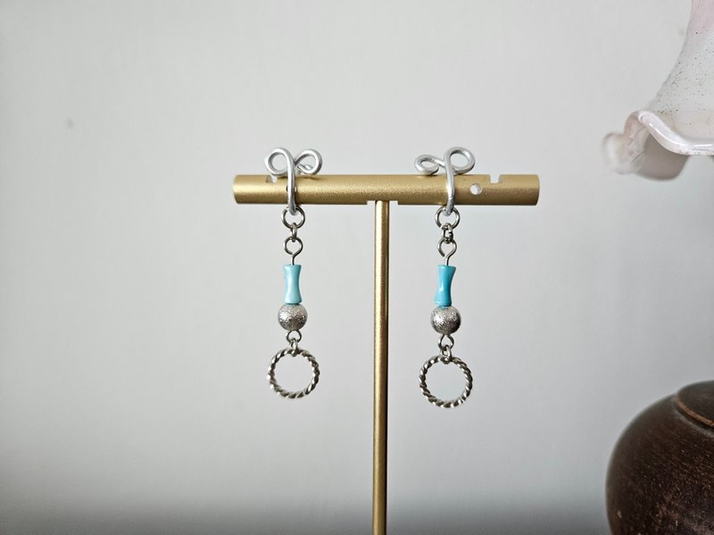 【寻梦园】银色、蓝~无痛耳夹、夹式耳环、耳钩 - 耳环/耳夹 - 其他材质 银色