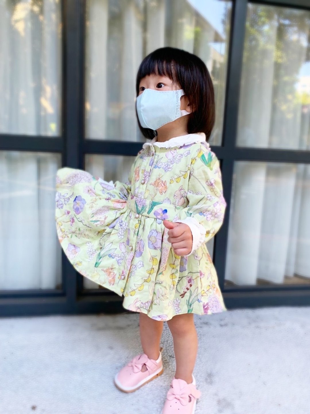 【KID SIZE 80-130】英伦花园小童洋装 水蓝 附绑带 - 童装裙 - 棉 绿色