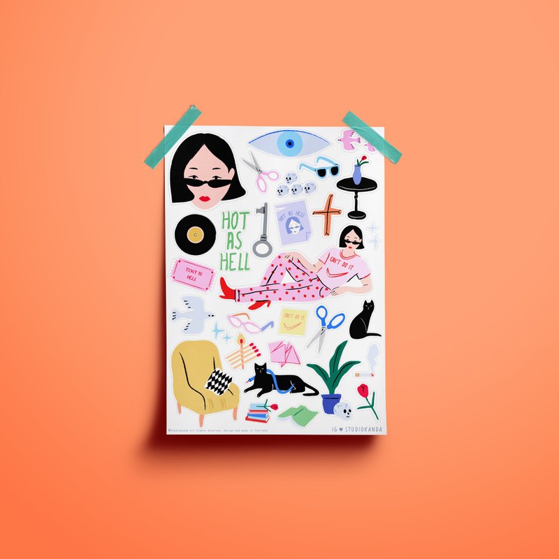 Hot as hell Sticker - 贴纸 - 纸 粉红色