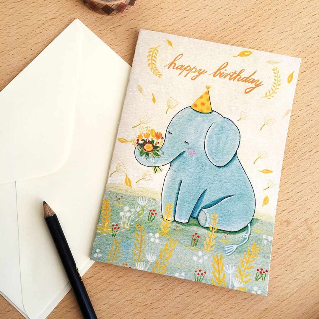 小象 生日卡 - 卡片/明信片 - 纸 