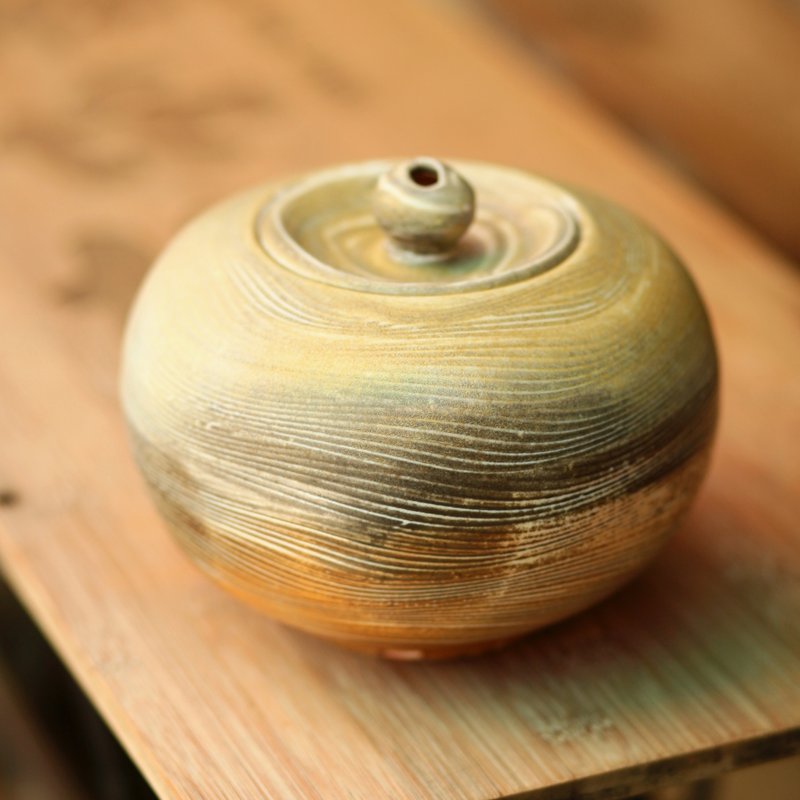 柴烧陶/ 茶仓 一斤仓 日本瓷土 无釉覆盖 陈镜 /玉纹仓 - 茶具/茶杯 - 陶 