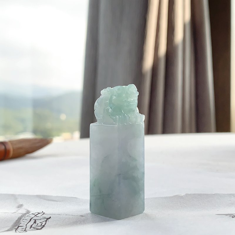 缘翠－天然缅甸玉A货 貔貅印章 - 印章/印台 - 玉石 绿色