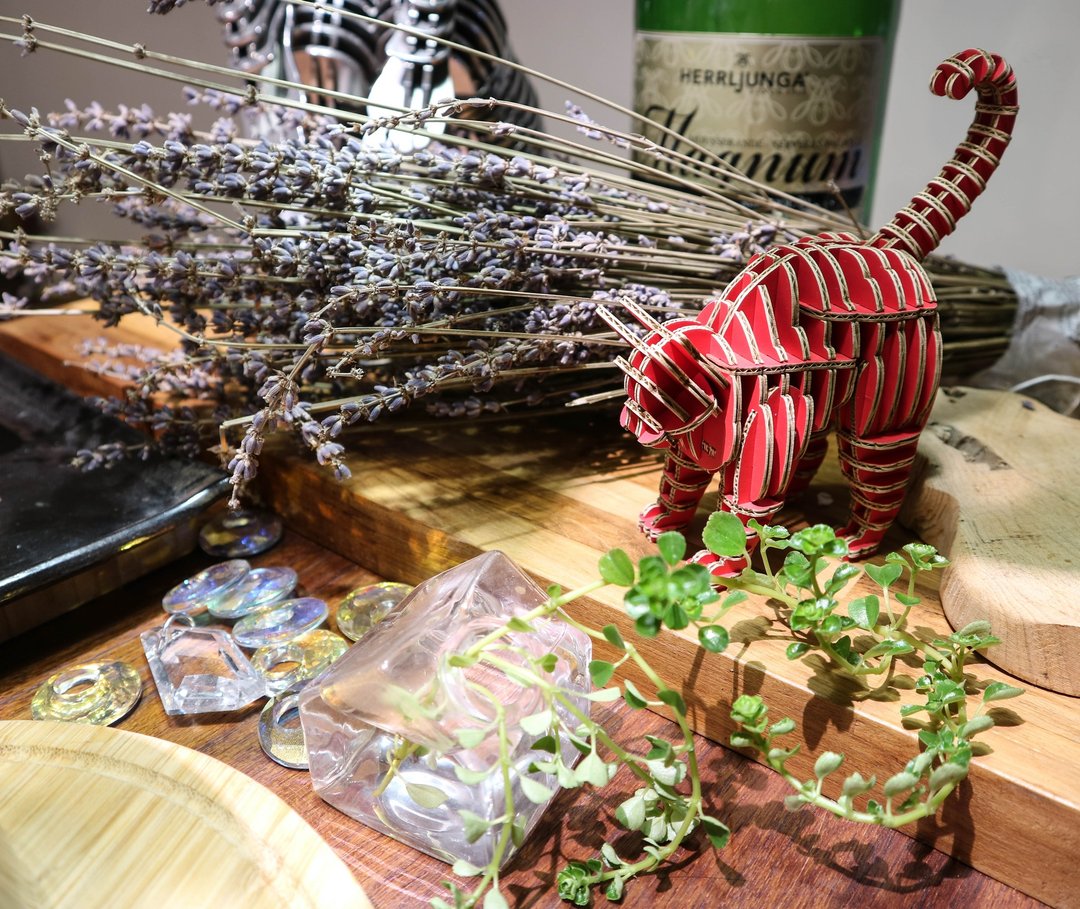 布莱梅城市乐手 - 猫 DIY手作 3D居家摆饰 红色 - 摆饰 - 纸 红色