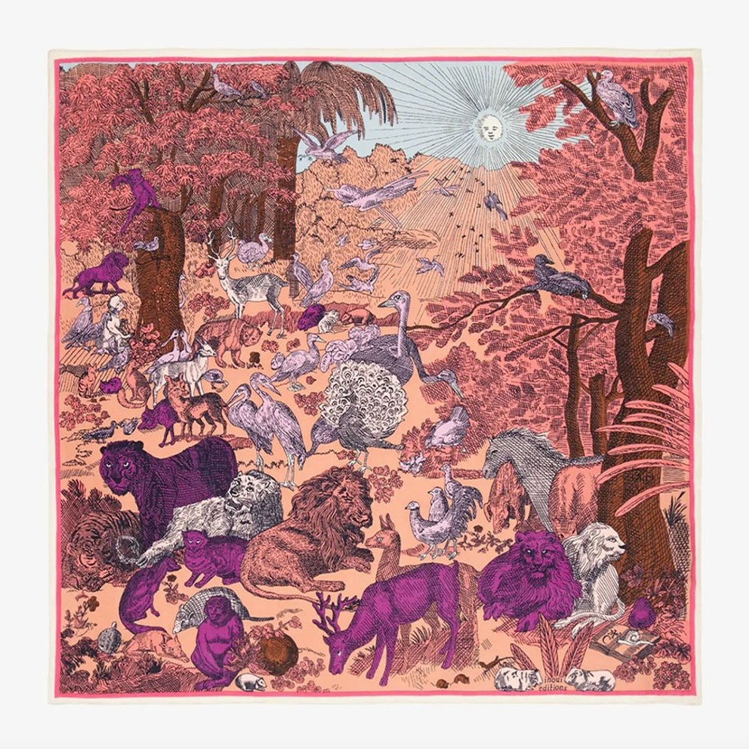 【INOUI EDITIONS】MYTHOLOGIE 羊绒真丝方巾 / PINK - 围巾/披肩 - 羊毛 粉红色