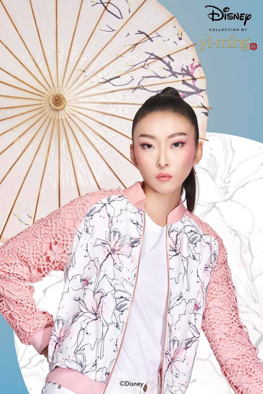 换季特卖(迪士尼独家限量系列) 花木兰蕾丝飞行员外套- 粉红色 - 女装休闲/机能外套 - 聚酯纤维 粉红色