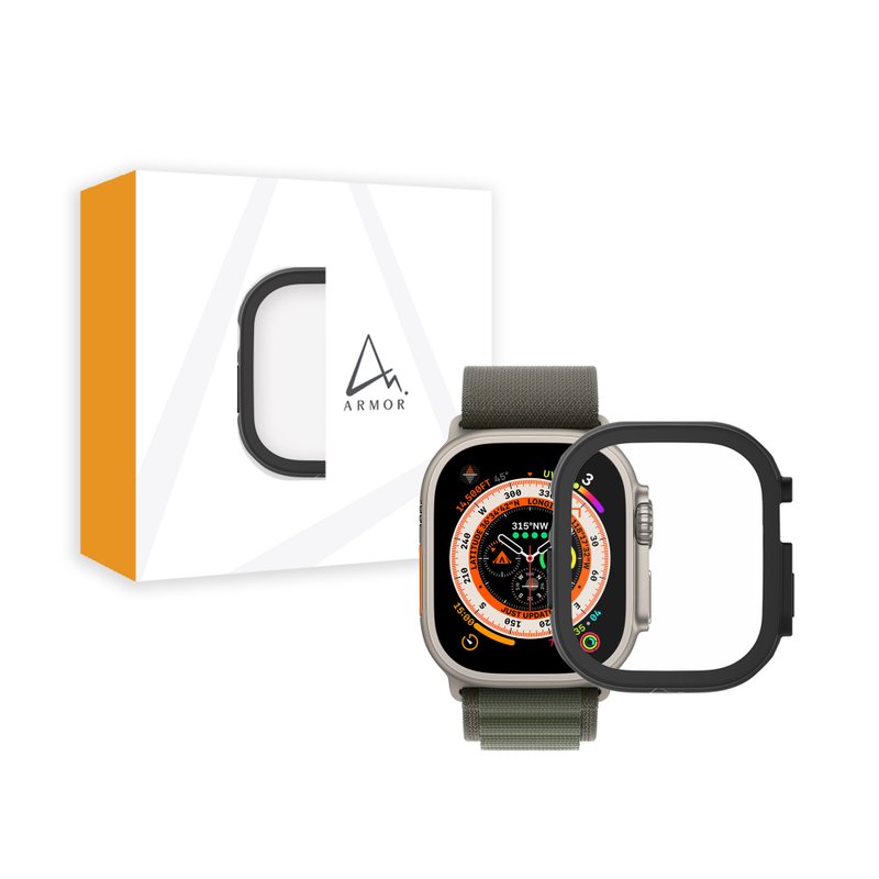 ARMOR Apple Watch Ultra 49mm 9H 钢化玻璃高清保护壳 - 秘黑色 - 数码小物 - 其他材质 