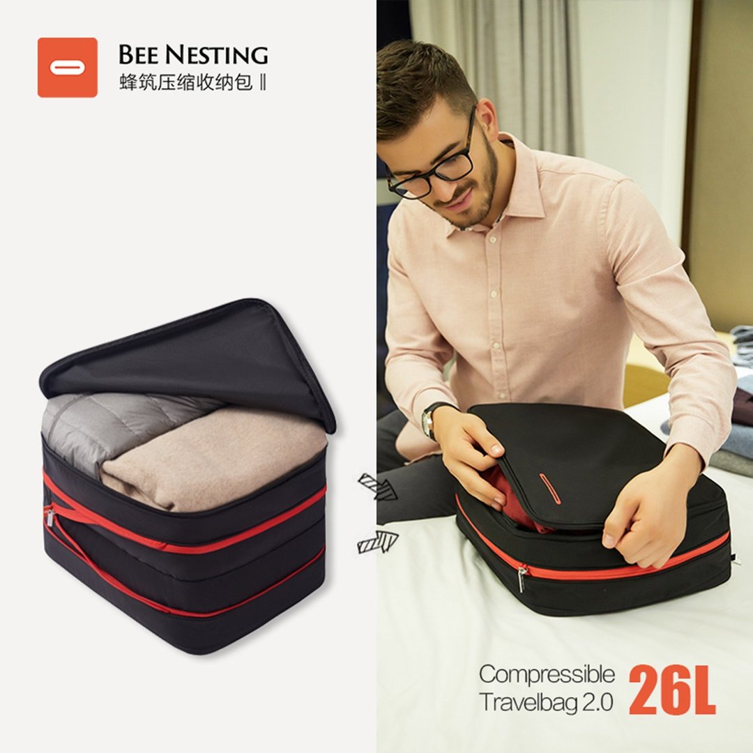 BeeNesting可压缩防泼水旅行大容量收纳包26L - 收纳用品 - 尼龙 灰色