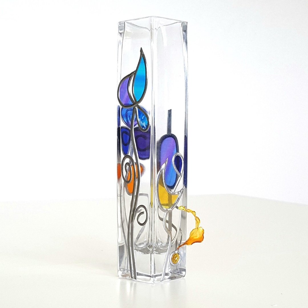 Glass Art Floral Bud Square Vase TinkerBell Vase Cool - 植栽/盆栽 - 玻璃 多色