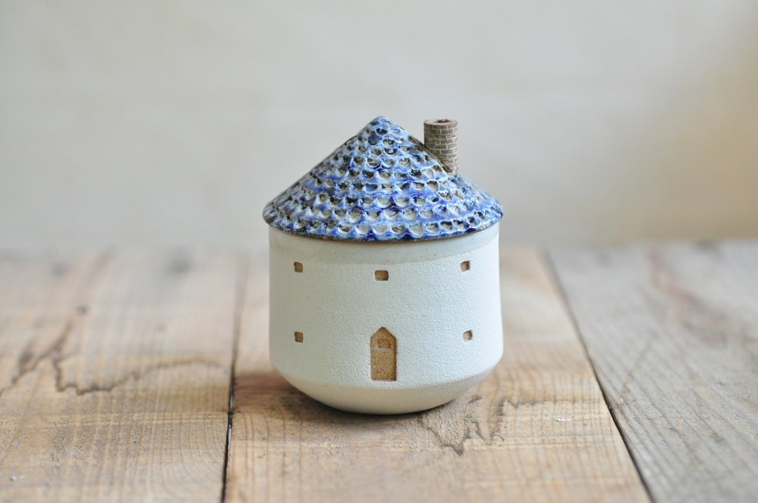 Teacup like a house / small / blue - 茶具/茶杯 - 陶 蓝色