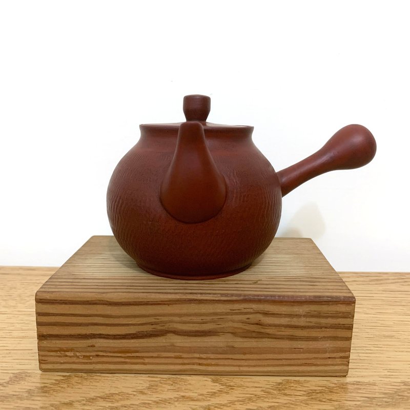 台湾【朱泥】手拉坯薄胎KyuuSu横手急须壶6 - 茶具/茶杯 - 陶 红色
