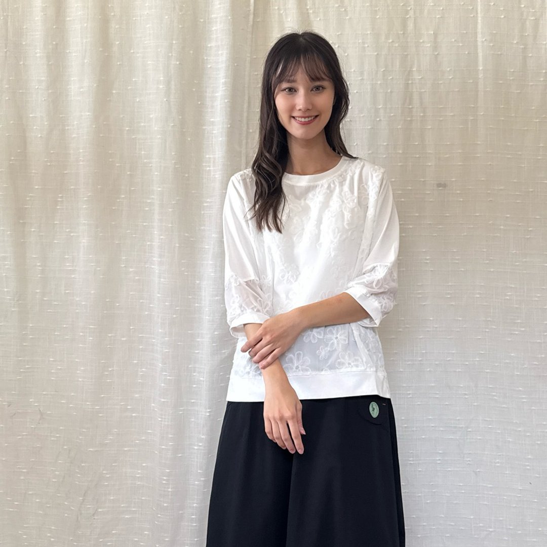 日系优雅蕾丝拼接上衣 - 女装上衣 - 其他材质 粉红色