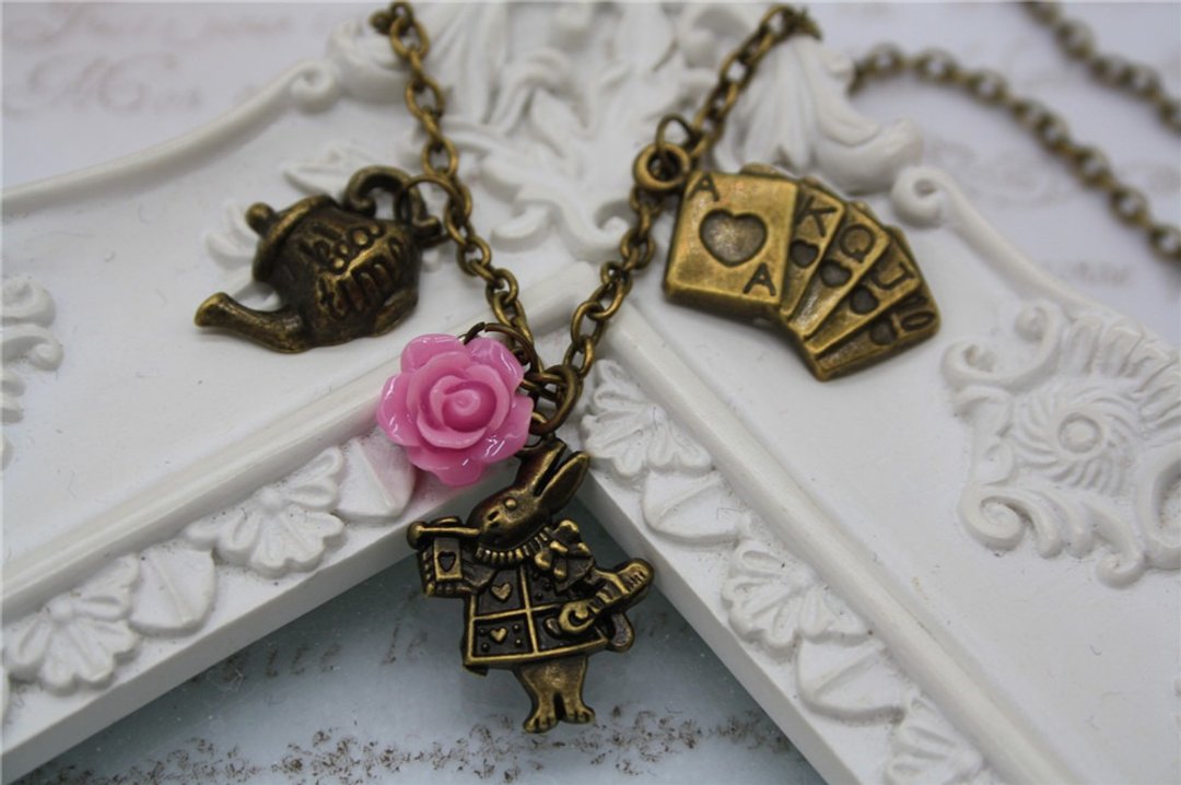 爱丽丝童话 颈链 饰品 复古项链 alice wonderland - 项链 - 其他材质 金色